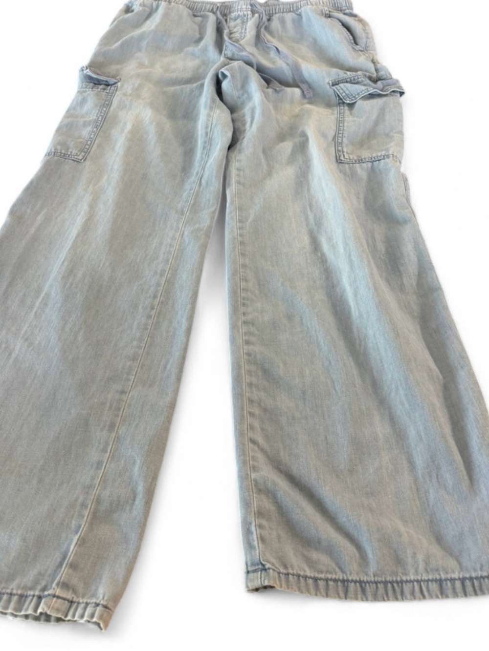 Sanctuary Wide Leg Light Blue Denim Cargo Jumpsuit Pants